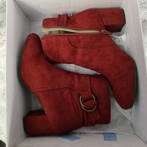 Red Suede Ankle Boots